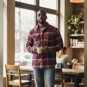 Woolrich Green Label Plaid Shirt/Jacket-100% Cotton-heavy weight-Size Large